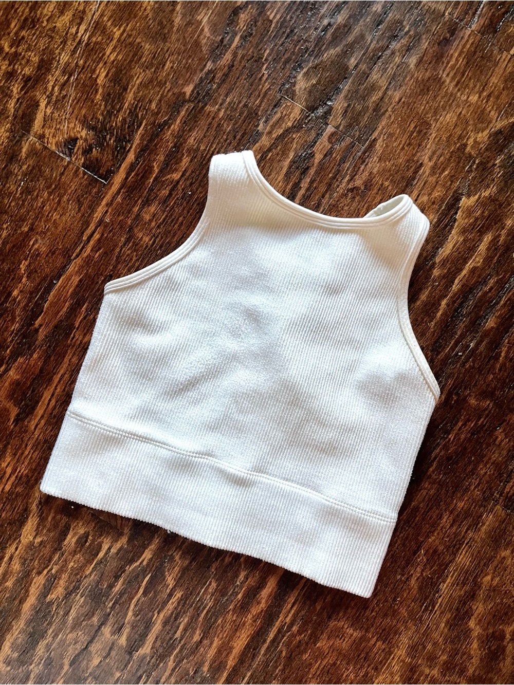 Gilly Hicks White Seamless Ribbed High Neck Racerback Crop Tank Top S